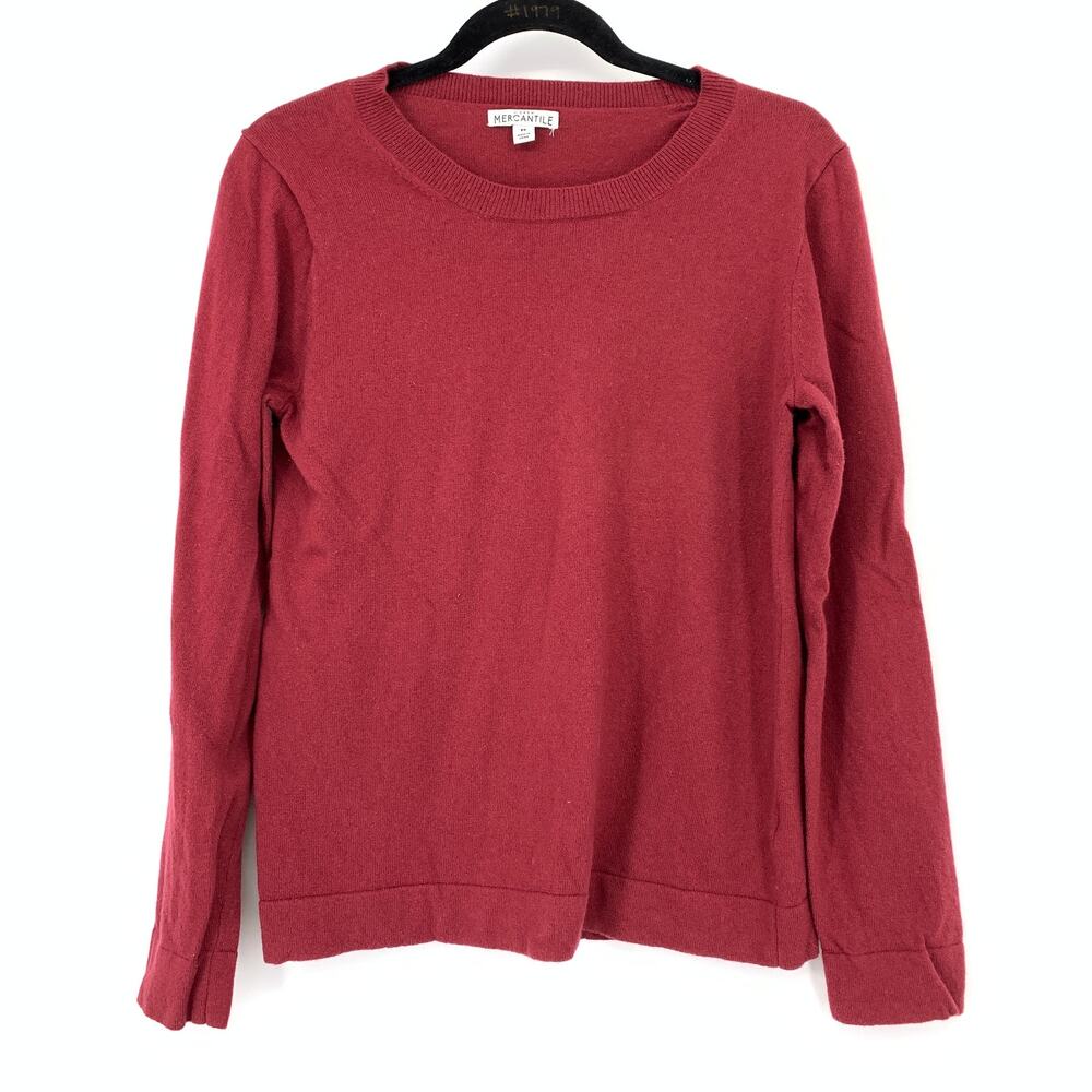 J. Crew Mercantile Crew Neck Pullover Sweater Womens Size Medium Red Wool Blend